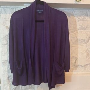 Karen Scott Women's Rich Purple Open Cardigan